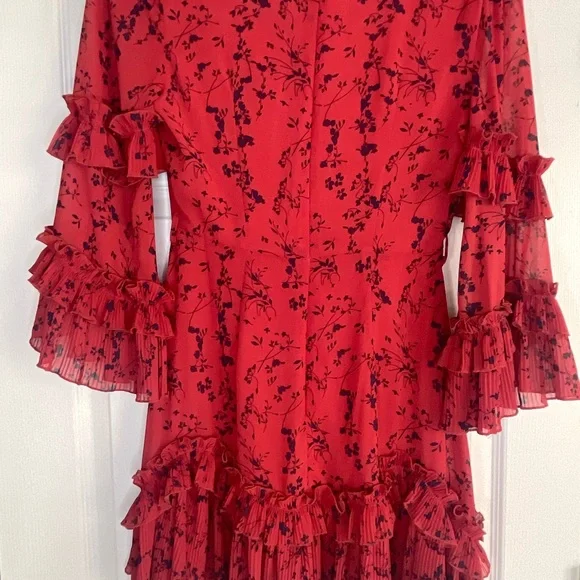 Red Ruffled V-Neck Sundress - Picture 2 of 3
